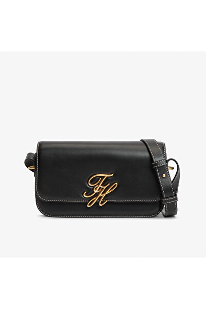 Tommy Hilfiger Women's Metallic Th Logo Detailed Adjustable Long Strap Leathe...