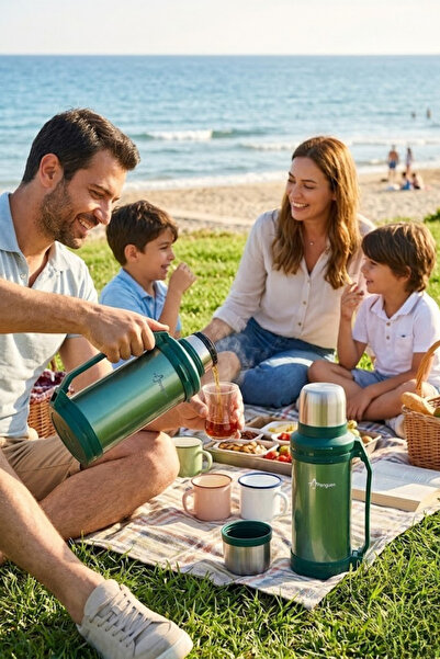 Penguen 1.5 Litre Avcı Termos Vakumlu Çelik Termos Kamp Piknik Çay Kahve Termosu SUS304 BPA Free