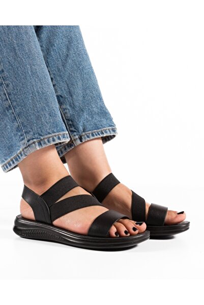 ALOGO Women's Black Sandals Made of Ecological Leather Jiuy