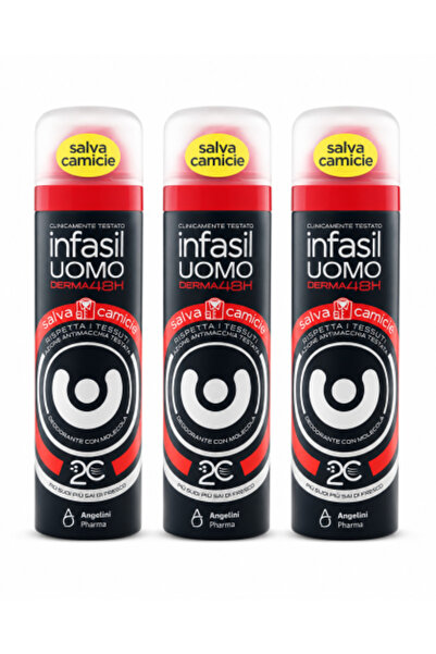 İnfasil Set of 3 x Uomo Derma 48 H Salva Camicie spray deodorant, with Molecu...