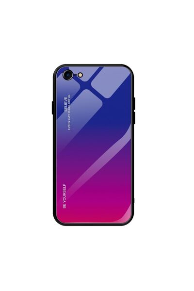 OEM Glass Case Apple iPhone 7 Plus / iPhone 8 Plus Μπλε / Ματζέντα