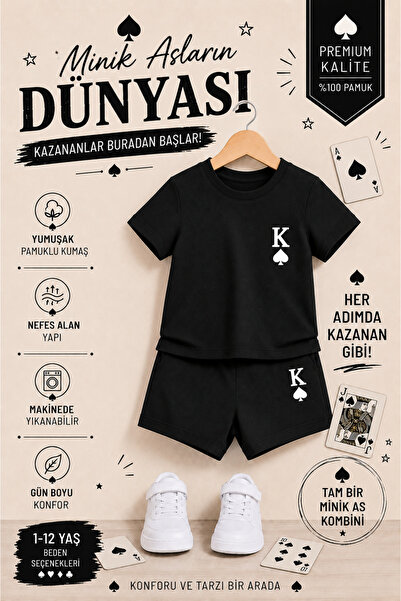 OVERMAX K ♠   Kmaça Printed Children's Set – T-Shirt & Shorts 2-Piece Combina...