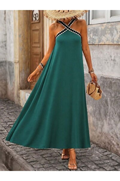 Aymood Women's Front-Crossed, Rubber-Detailed, Open-Shoulder, Long Janjan Cre...