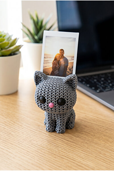 lusidadesign Örgü Desenli Sevimli Kedi Polaroid Fotoğraf Tutucu Masaüstü Deko...
