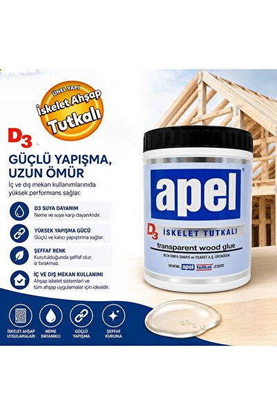 APEL WG90 D3 İskelet Tutkalı Şeffaf 4 Kg Şeffaf Ahşap Tutkalı