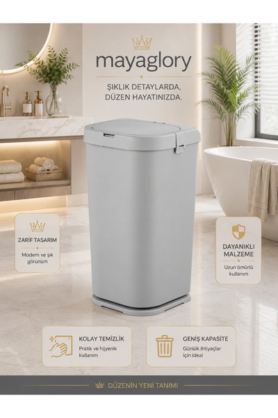Mayaglory Mega Boy (50Litre) Otomatik Kapaklı Çamaşır Sepeti Koku Hapseden Ka...