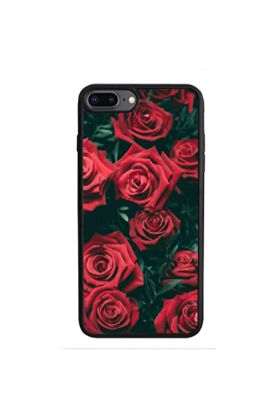 Other Apple iPhone 7 Plus Red Roses Black Glossy Θήκη
