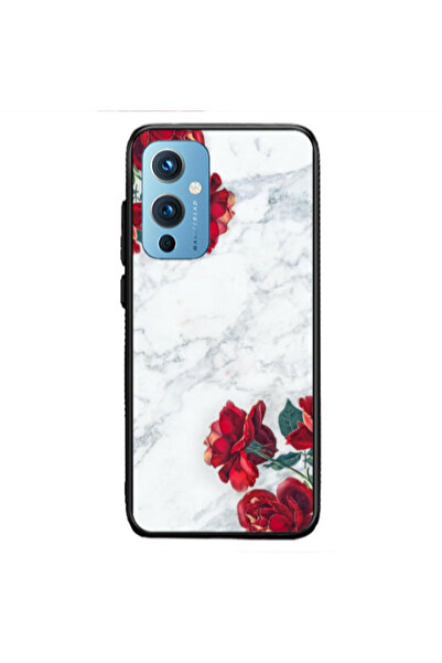 Other Oneplus 9 5G red roses marble Black Glossy Θήκη