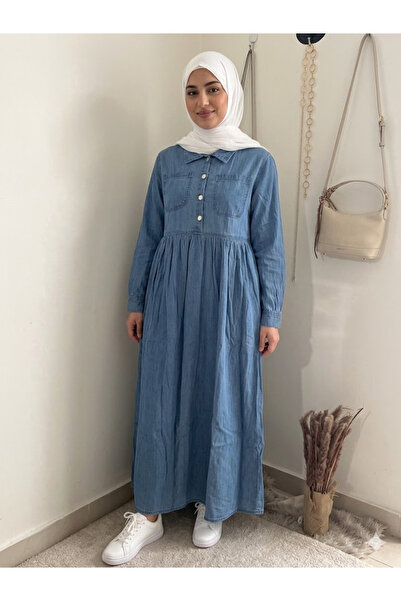 Despina Store فستان ماكسي من الدنيم مقاس حر
