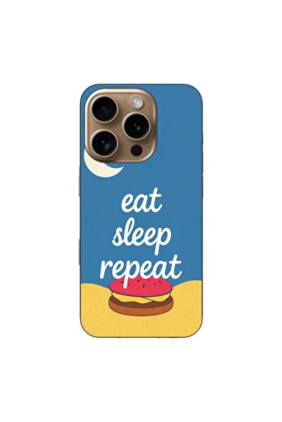 OEM Husa compatibila cu Apple iPhone 16 Pro Silicon Gel Tpu Model Eat Sleep R...