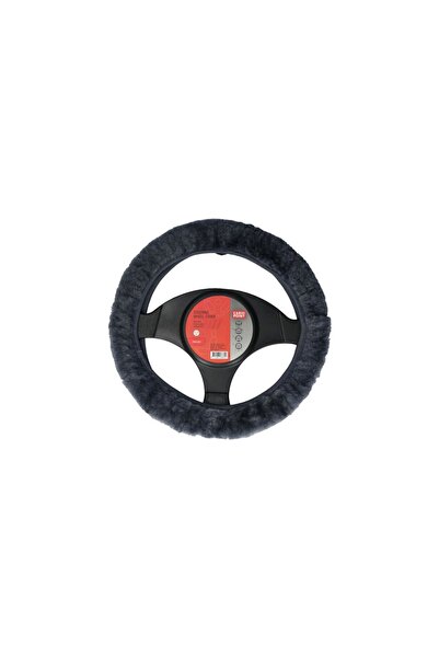 Carpoint Husa volan blana din lana neagra diametru 37-39cm