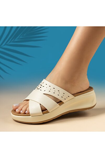 Modlet.ro Women's beige casual platform mules ZOE5