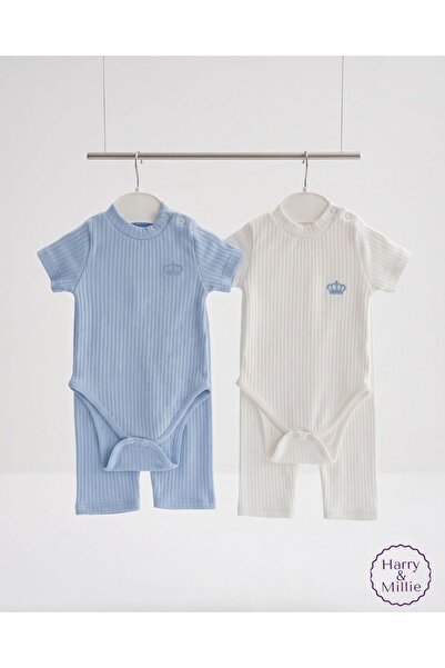 Harry&Millie King Crown Embroidered Short-Sleeved 2-Piece Baby Top-Bottom Set...