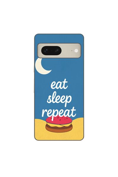 OEM Husa compatibila cu Google Pixel 8 Silicon Gel Tpu Model Eat Sleep Repeat