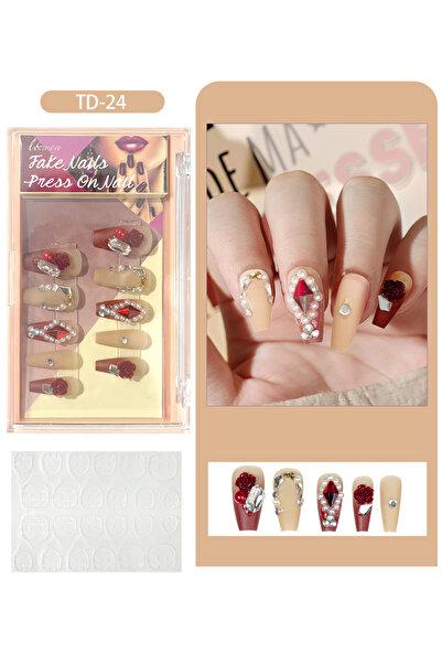L&Wen 24Pcs Press on Nails, Long Lasting Chip-Free Press On Square for Gift, ...