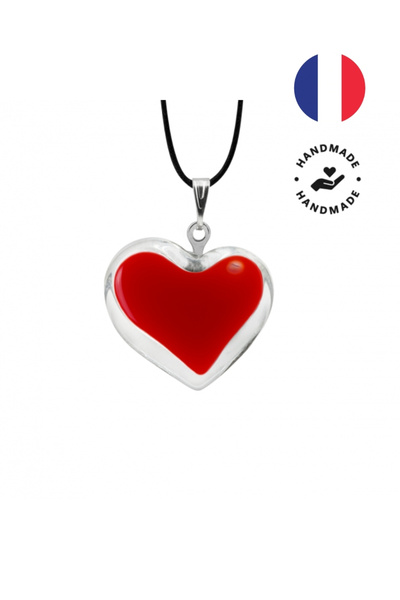 Pylones Glass Necklace - Coeur Nano Milk - Red