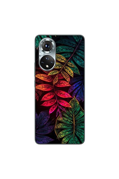 OEM Husa compatibila cu Honor 50 Silicon Gel Tpu Model Minmal Neon Leaves Pat...