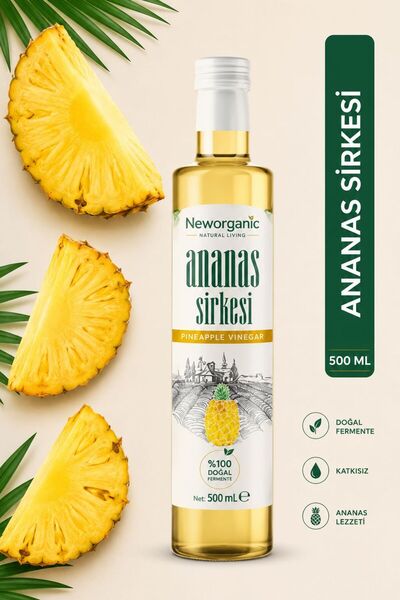 New Organic Geleneksel Ananas Meyve Sirkesi 500ml || Katkısız ve Koruyucusuz