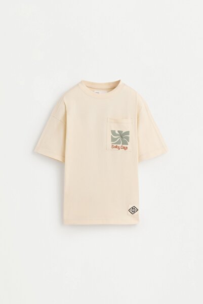 LEFTIES Baskılı cepli t-shirt