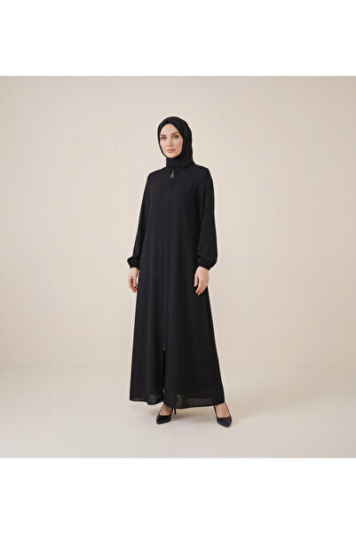 Beyza Ferace Kolu Taşlı Önden Fermuarlı Hakim Yaka Lastik Manşetli 9593-26 - ...