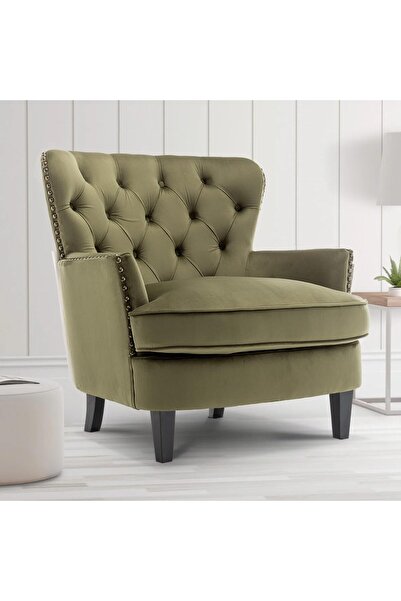 homejoyz كرسي بذراعين قماش مخمل وخشب سويدي – سيلين – 85×90×85 سم