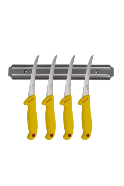 KAVI ONE Set 4 cutite dezosare GS-Galben si un suport magnetic
