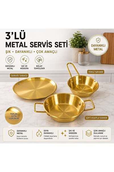 Northern Star Gold 3lü Metal Kahvaltılık Seti