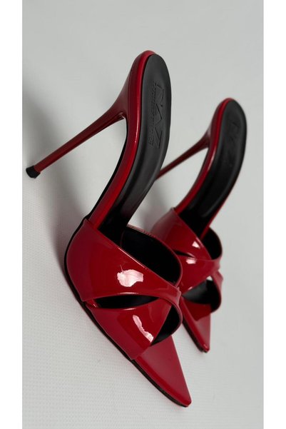 Naz Luxury Shoes Laura High-Heeled Slippers Red