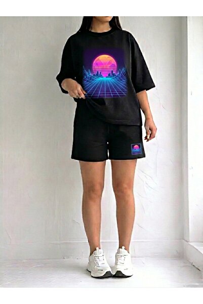 EFFRENATU Women's Oversize Avo Basic T-Shirt and Wide Leg Sweatpants Set |   ...
