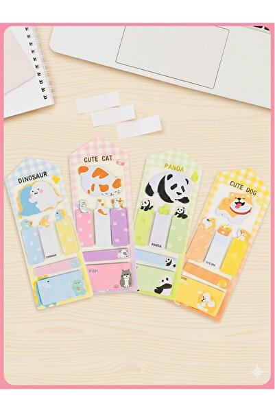 ÖZ OFİS Cute Animals 120 Yaprak Postit Index Yapışkanlı Not Kağıdı Kitap Ayra...