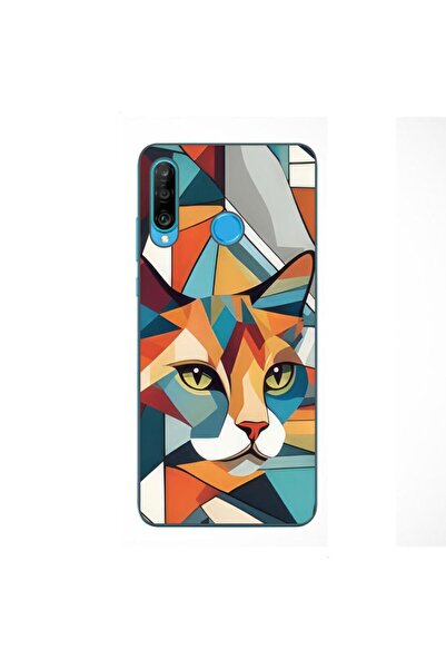OEM Husa compatibila cu Huawei P30 Lite Silicon Gel Tpu Model Cubic Cat Art
