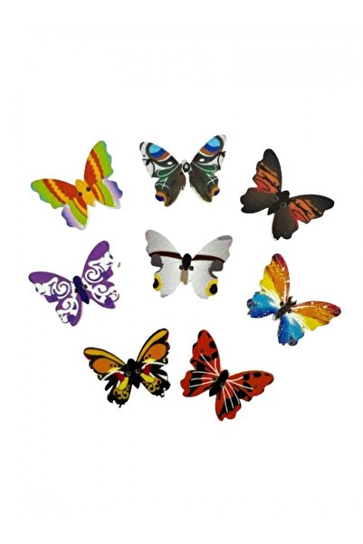 OEM Decorative Butterfly Wooden Buttons 100/ Top Bottom Set