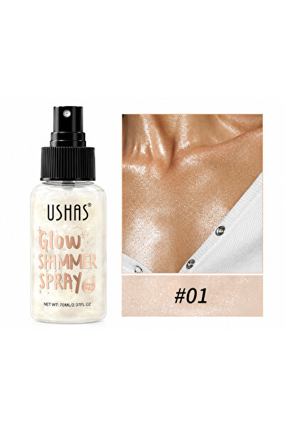 Ushas Spray cu sclipiri luminoase # 01 – Iluminator pentru corp și față cu pa...