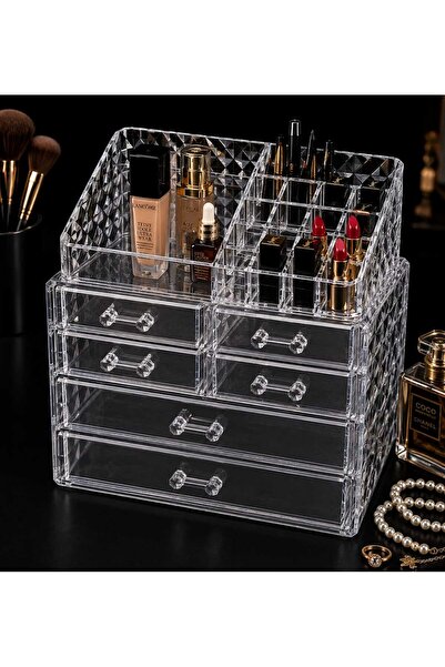 VitaMood Yaşam 6-Drawer Transparent Makeup Organizer – Multi-Compartment Cosm...