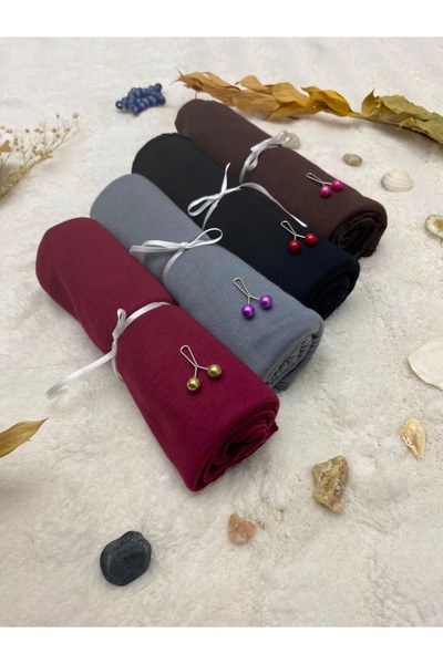 ALTIN DİKİŞ Combed Cotton Shawl Set of 4 Soft Textured Jersey Combed Cotton S...