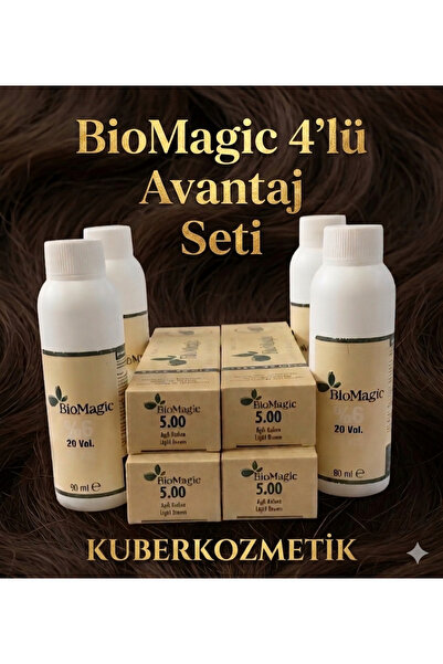 BIOMAGIC 5.00 Açık Kahve Organik İçerikli Amonyaksız Kalıcı Kokusuz Saç Boyas...