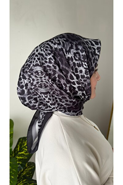 Akel Stil19 Akel Stil leopar desen siyah/gri soft terletmeyen tok duran eşarp