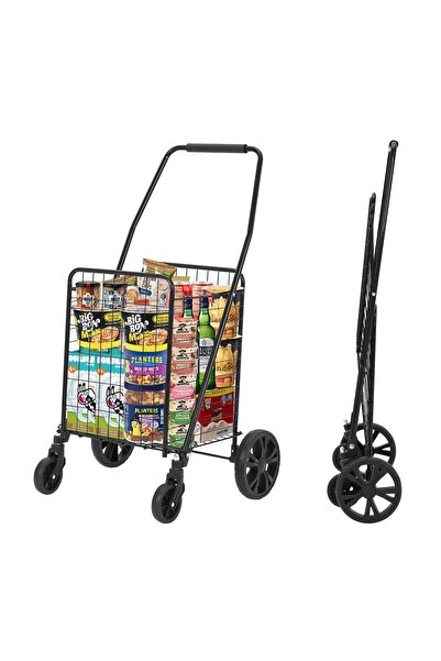 Garvee Folding Shopping Cart with 83l Large Basket, Capacity Jumbo Grocery Ca...