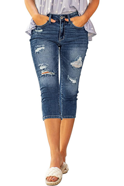OEM Dark blue jeans for women, stretchy. 3/4 length, 2XL
