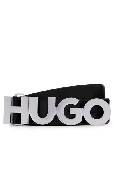 HUGO Γυναικεία Δερμάτινη Zula Ζώνη Μαύρη 50470629-001