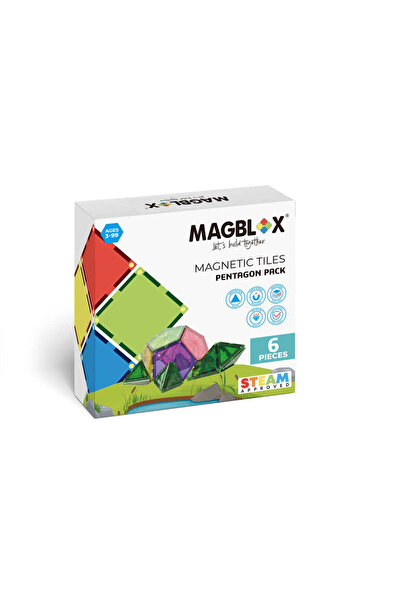 Magblox ®   Doplněk k sadě horních a dolních dílů – 6 pětiúhelníkových dlaždi...