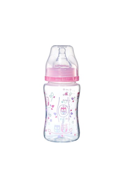 Babyono Sticlă de plastic cu gât larg 240ml roz