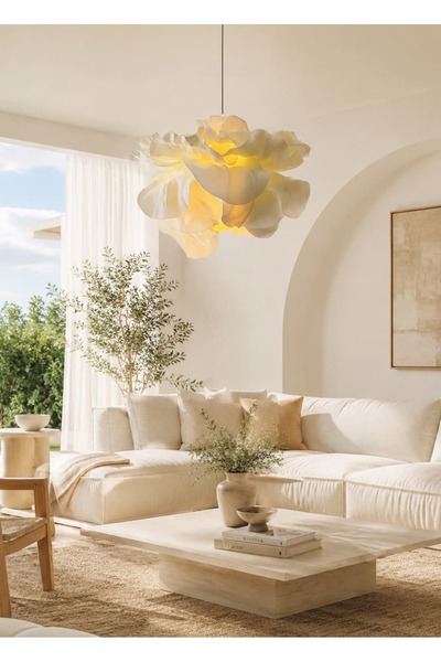 Maison Avf Modern Eva Anemon Krem Tasarım Sarkıt Avize 45 cm