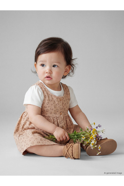 LC Waikiki Heart Patterned Baby Girls' Dress and T-Shirt