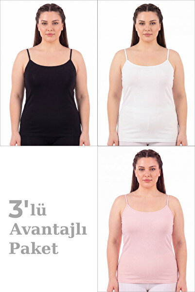 Arma Yıldız Tricou cu bretele din bumbac Lycra pentru femei, mărime mare, țes...