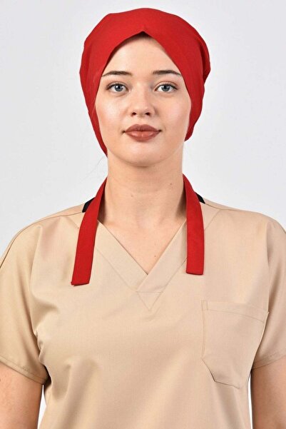 Owlet Medikal Red Stretch Fabric Surgical Hijab Bonnet