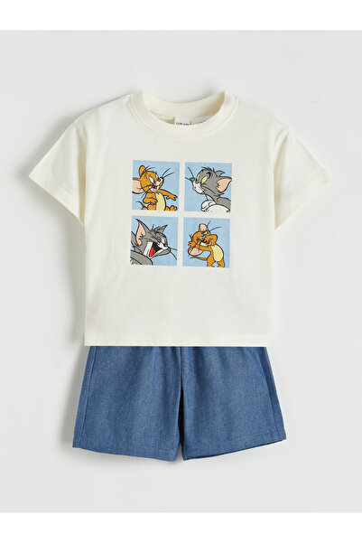 LC Waikiki Crew Neck Tom & Jerry Printed Baby Boys' Set