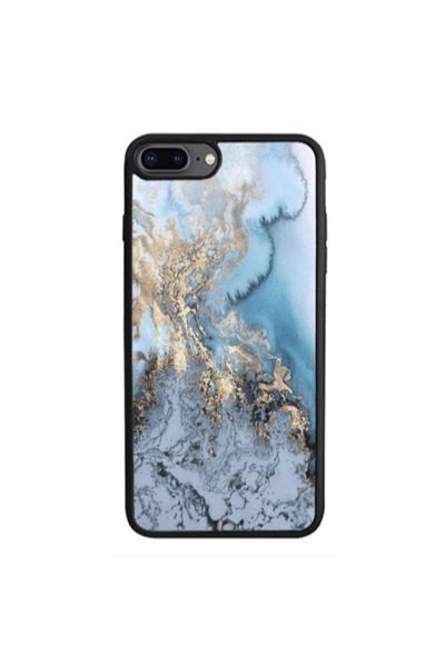 Other Apple iPhone 7 Plus Marble Gold Design Black Glossy Θήκη
