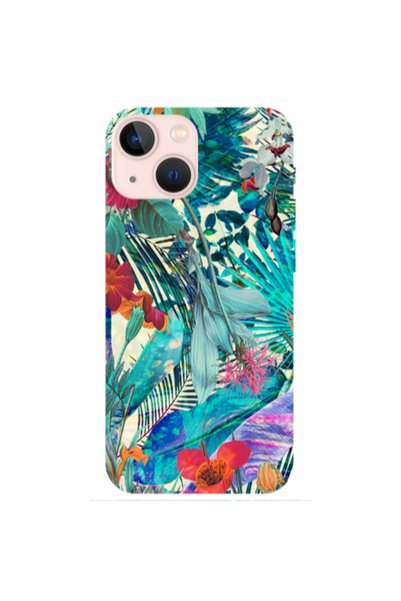 Other Apple iPhone 13 Blue laves tropical Transparent Silicone TPU Θήκη