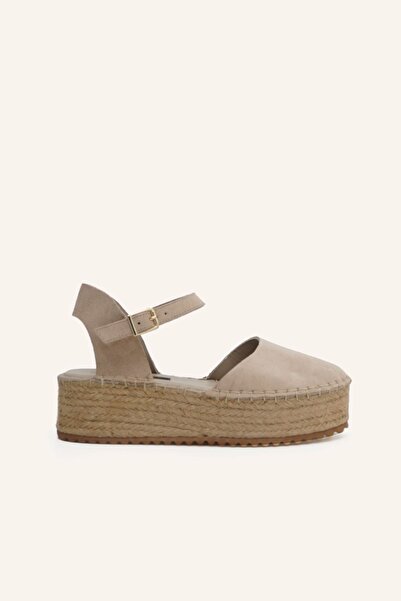 MARCATELLI Bej Süet Deri Espadril Sandalet